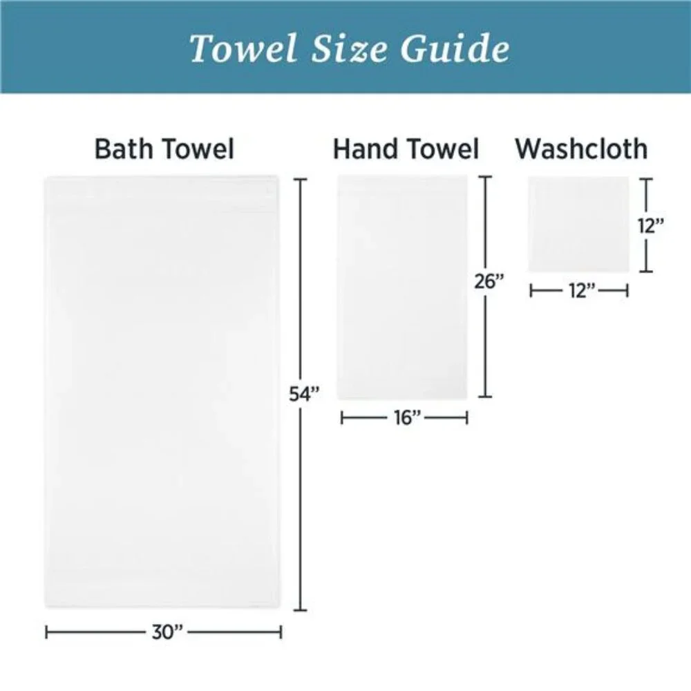 100% HYGROCOTTON® 6-Piece Textured Soft Towel Set, White Bath Towels,